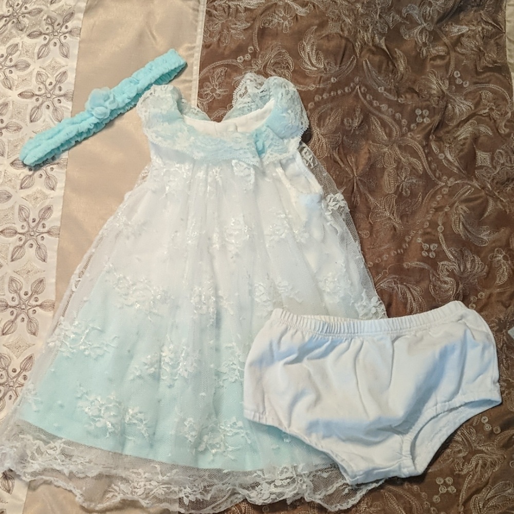 Little Me Ombre Lace and Cotton Dress w/ Accessori